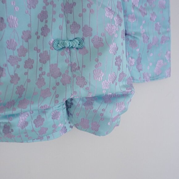 Sau Lee Jen Chinese Jacquard Blue w Purple Floral Mini Dress 6 - Picture 5 of 14